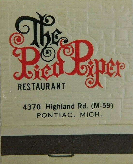 Pied Piper Restaurant - Old Matchbook